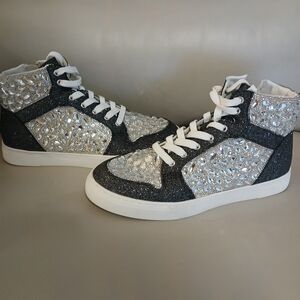 Betsey Johnson Black and Silver Glitter Sneakers